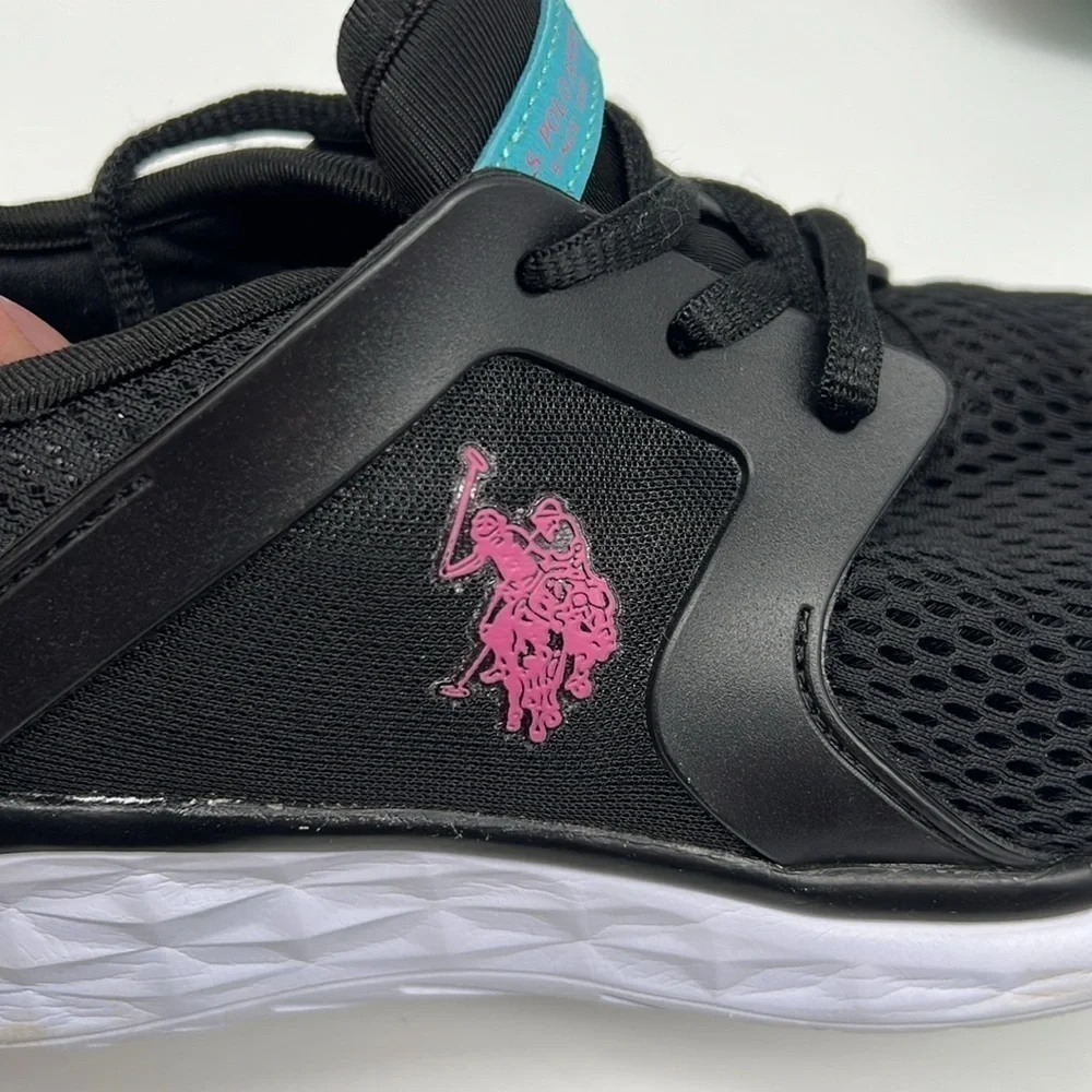 US Polo Association NW8110 Morale -M Black Sneaker Pink Turquoise Accents size 6